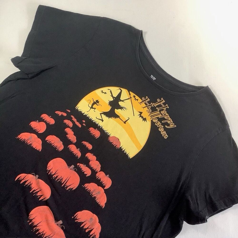 HAPPY HALLOWEEN-Size 3XL (22-24)‎ Short Sleeve T Shirt WITCH, CAT, BAT, PUMPKINS